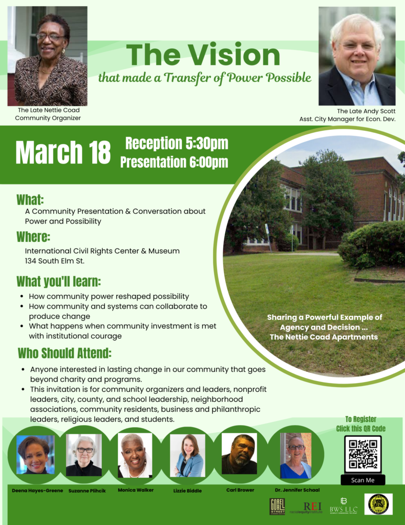 Greensboro leaders give a presentation and have a conversation 3/18/2026 about power and possibility.